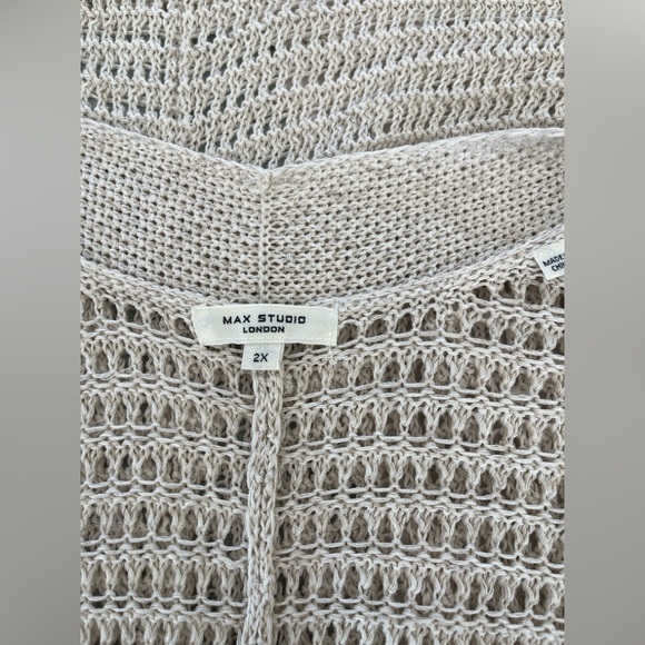 Max Studio Beige Open Weave Lightweight Cardigan NWT Size 2X - Picture 9 of 11